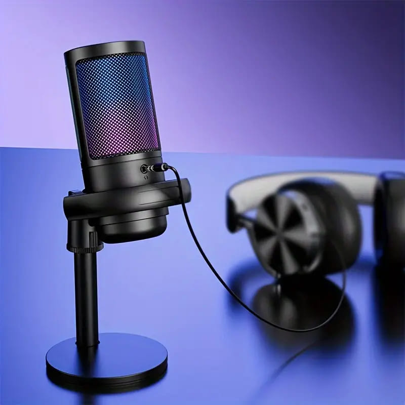 USB Condenser Microphone with RGB Lighting